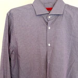 Hugo Boss lavender/white mini check pattern shirt